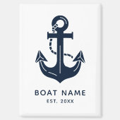 Nautical Anchor Boat Name Magneet (Voorkant)