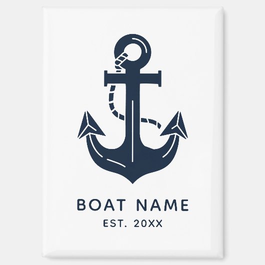 Nautical Anchor Boat Name Magneet (Voorkant)
