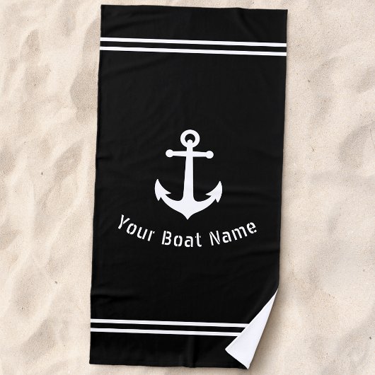 Nautical  Anchor Boat Name Navy Black Strandlaken