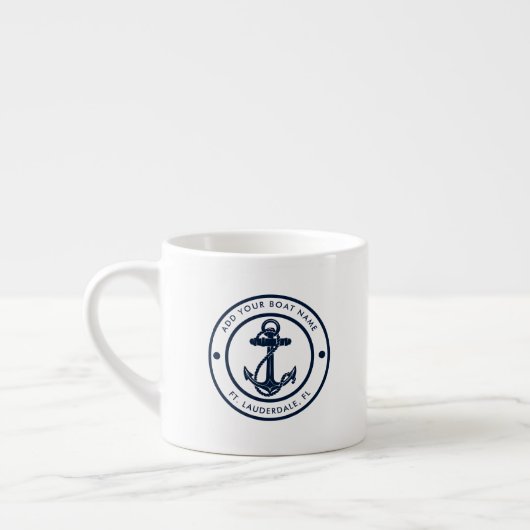 Nautical Anchor Boat Name Navy Blue Boating Espresso Kop (Links)