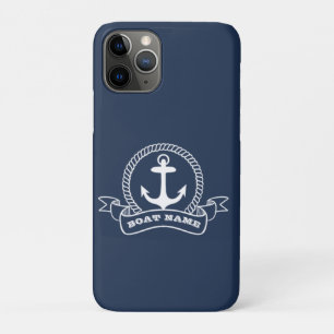 Nautical Anchor Boat Name Navy Blue Case-Mate iPhone Case