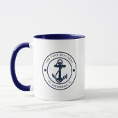 Nautical Anchor Boat Name Navy Blue Custom Mok (Links)