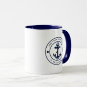 Nautical Anchor Boat Name Navy Blue Custom Mok (Voorkant rechts)