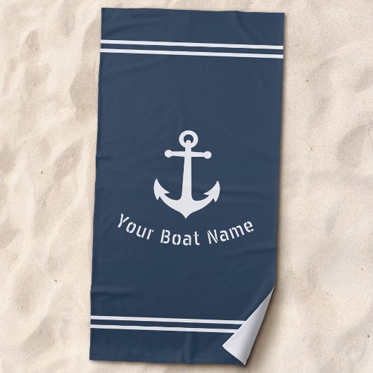 Nautical  Anchor Boat Name Navy Blue Grey Strandlaken