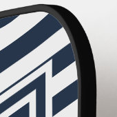 Nautical Anchor Boat Name Navy Blue Striped Pickleball Paddle (Links Detail)