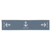 Nautical  Anchor Boat Name Text Blue Grey Korte Tafelloper (Horizontaal)