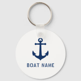 Nautical  Anchor Boat of Name Navy & White Sleutelhanger