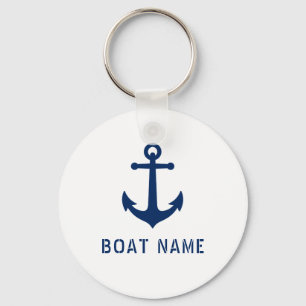 Nautical  Anchor Boat of Name Navy & White Sleutelhanger
