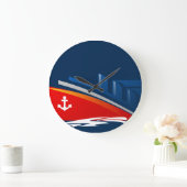Nautical Anchor Boat Zee Ocean Ship Logo Clock Grote Klok (Huis)