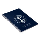 Nautical Anchor Boot Naam Navy Blue Captain's Log Notitieboek (Rechterzijde)