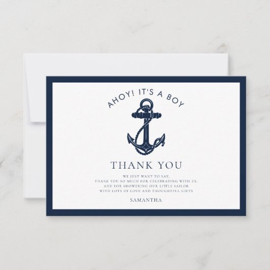 Nautical Anchor Boy Baby shower Bedankkaart (Voorkant)