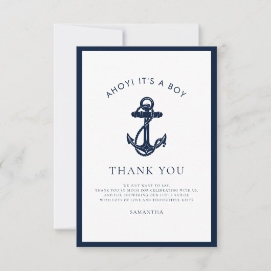 Nautical Anchor Boy Baby shower Bedankkaart (Voorkant)