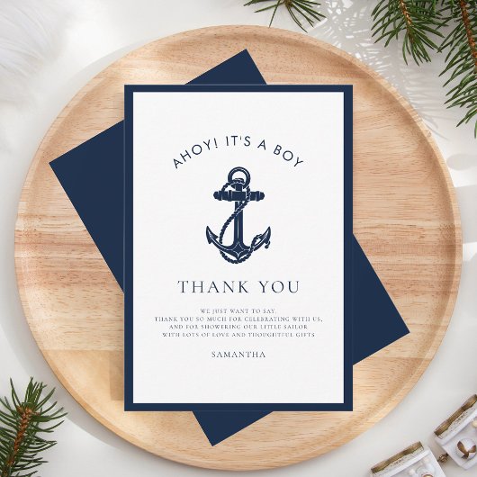 Nautical Anchor Boy Baby shower Bedankkaart
