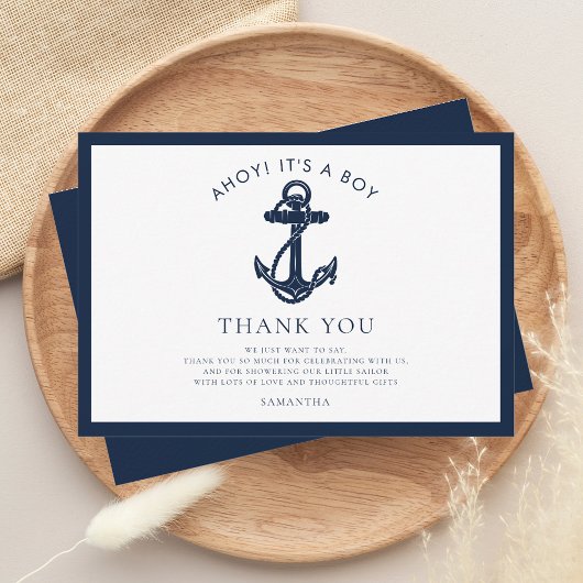 Nautical Anchor Boy Baby shower Bedankkaart