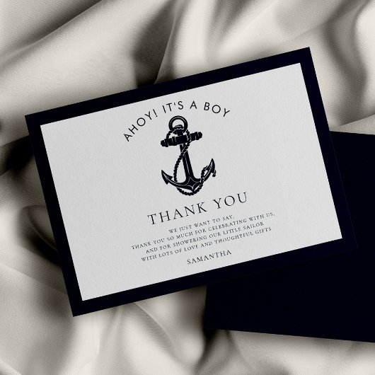Nautical Anchor Boy Baby shower Bedankkaart