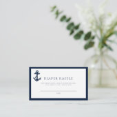 Nautical Anchor Boy Baby shower Diaper Raffle Informatiekaartje (Staand voorkant)