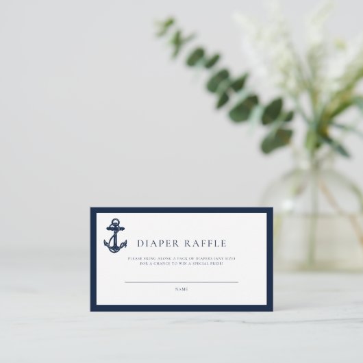 Nautical Anchor Boy Baby shower Diaper Raffle Informatiekaartje (Staand voorkant)