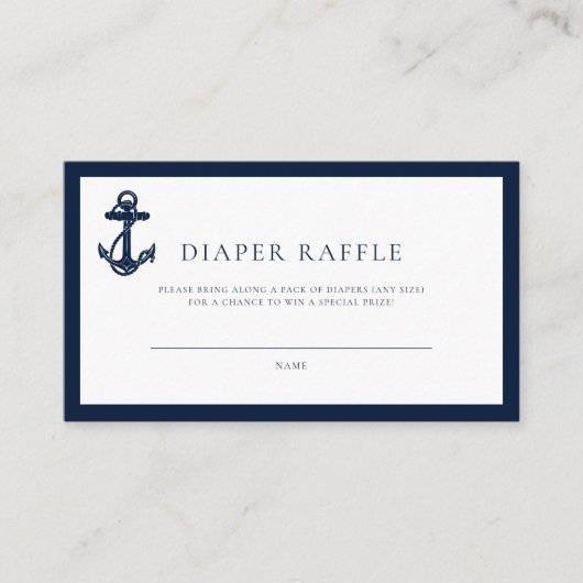 Nautical Anchor Boy Baby shower Diaper Raffle Informatiekaartje (Voorkant)