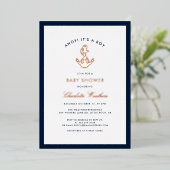 Nautical Anchor Boy Baby shower Folie Uitnodiging (Staand Voorkant)