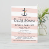 Nautical Anchor Bridal Shower Invitation Roze Kaart (Staand voorkant)
