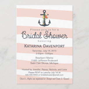 Nautical Anchor Bridal Shower Invitation Roze Kaart