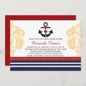 Nautical Anchor Bridal Shower Invitations Kaart (Voorkant / Achterkant)