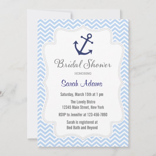 Nautical Anchor Bridal Shower Kaart (Voorkant)