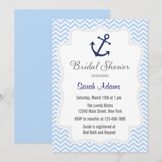 Nautical Anchor Bridal Shower Kaart (Voorkant / Achterkant)