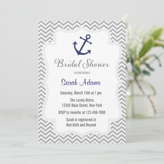 Nautical Anchor Bridal Shower Kaart (Staand voorkant)
