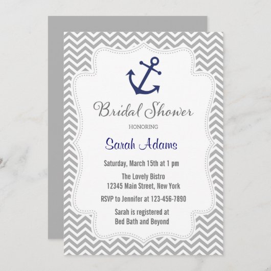 Nautical Anchor Bridal Shower Kaart (Voorkant / Achterkant)
