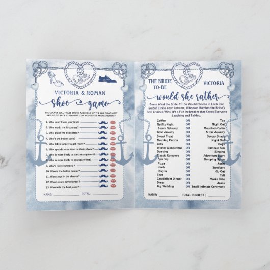  Nautical Anchor Bridal Shower, Wedding 4 Games (Binnen)