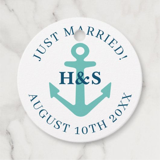 Nautical anchor bruiloft bedankt jullie gunsten. bedankjes labels (Voorkant)