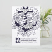 Nautical Anchor bruiloft Kaart (Staand voorkant)