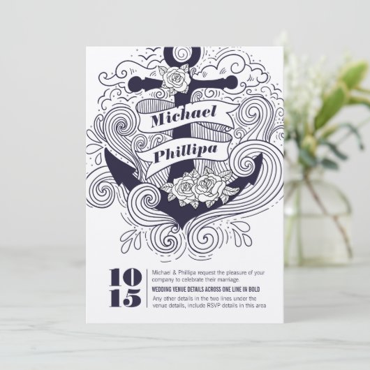 Nautical Anchor bruiloft Kaart (Staand voorkant)