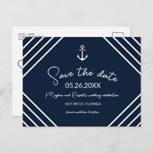 Nautical Anchor Budget Beach Weddenschap Save the  Aankondigingskaart