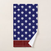 Nautical Anchor Burgundy Bathroom Ocean Navy Bath Bad Handdoek (Handdoek)