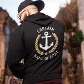 Nautical Anchor Captain Boat Name Gold Laurel Zip Hoodie
