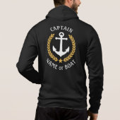 Nautical Anchor Captain Boat Name Gold Laurel Zip Hoodie (Achterkant)