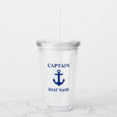 Nautical Anchor Captain Boot Naam Acryl Drinkbeker (Voorkant)