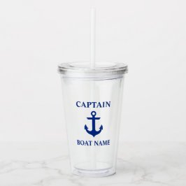 Nautical Anchor Captain Boot Naam Acryl Drinkbeker