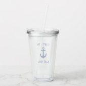 Nautical Anchor Captain Boot Naam Acryl Drinkbeker (Achterkant)