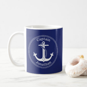 Nautical Anchor Captain gepersonaliseerd Koffiemok