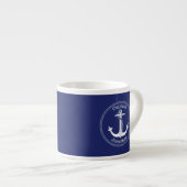 Nautical Anchor Captain Monogrammed Naam Blauw Espresso Kop (Voorkant rechts)