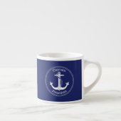 Nautical Anchor Captain Monogrammed Naam Blauw Espresso Kop (Rechts)