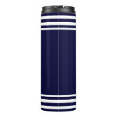 Nautical Anchor Captain Name Navy Stripes Sailor Thermosbeker (Achterkant)