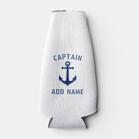  Nautical Anchor Captain Name Navy & White Flesjeskoeler (Voorkant)