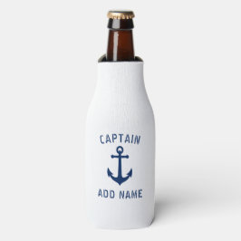  Nautical Anchor Captain Name Navy & White Flesjeskoeler