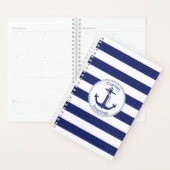 Nautical Anchor Captain Navy Blue Stripe Planner (Display)