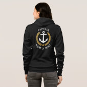 Nautical Anchor Captain of Boat Name Gold Laurel Hoodie (Achterkant volledig)