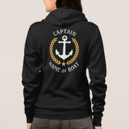 Nautical Anchor Captain of Boat Name Gold Laurel Hoodie